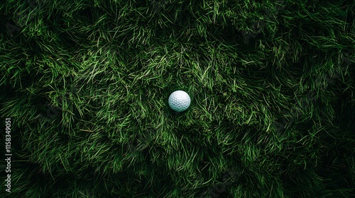 Sharp image of a single golf ball placed on vibrant green grass