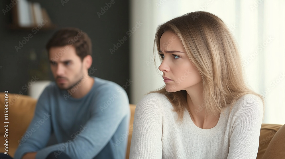 Serious sad woman thinking over a problem, man aside, meeting therapist, poor chance of getting pregnant after 40, unmet expectations, unable to handle family finances, interested in different things Serious sad woman thinking over a problem, man aside, meeting therapist, poor chance of getting pregnant after 40, unmet expectations, unable to handle family finances, interested in different things