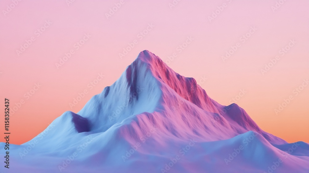 Dreamlike 3D Render: Pastel Mountain Peak at Sunrise. AI Generated Dreamlike 3D Render: Pastel Mountain Peak at Sunrise. AI Generated