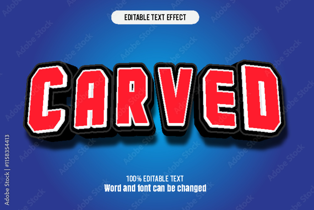 Fototapeta premium Carved editable text effect 3d emboss cartoon