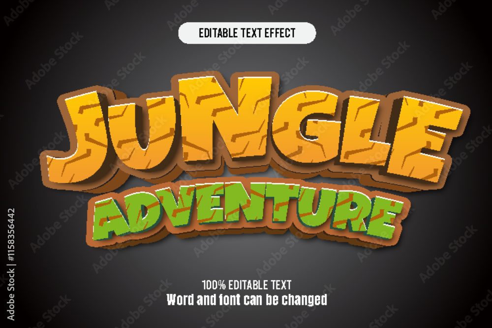 Jungle adventure editable text effect 3d emboss cartoon Jungle adventure editable text effect 3d emboss cartoon