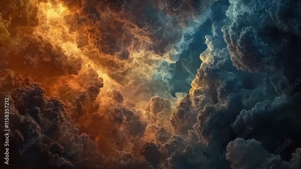 A dramatic display of colorful clouds, evoking a sense of cosmic wonder. A dramatic display of colorful clouds, evoking a sense of cosmic wonder.