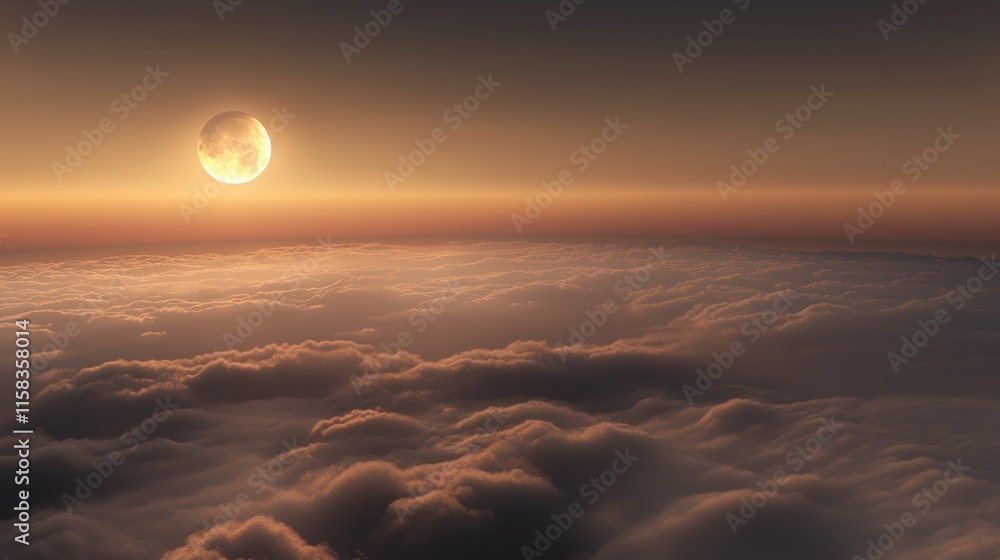 A serene sunset over a sea of clouds, evoking tranquility and wonder. A serene sunset over a sea of clouds, evoking tranquility and wonder.
