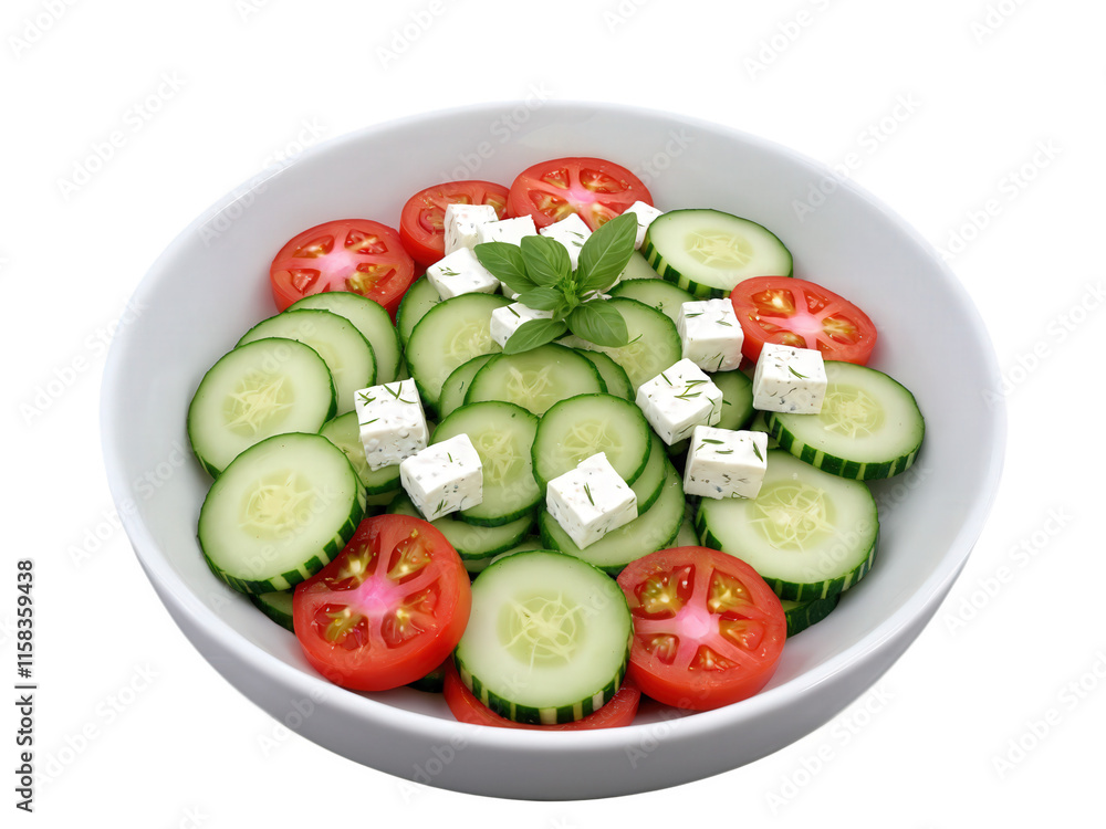 Tomato and Cucumber Salad A refreshing salad with sliced tomatoes, cucumbers, red onions, and feta cheese, dressed with olive oil, Tomato and Cucumber Salad A refreshing salad with sliced tomatoes, cucumbers, red onions, and feta cheese, dressed with olive oil,