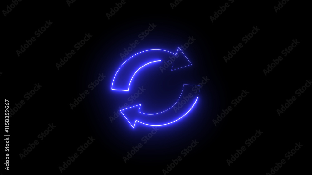 Abstract Neon arrow icon isolated on black background. Charging and loading arrow icon illustration. Abstract Neon arrow icon isolated on black background. Charging and loading arrow icon illustration.