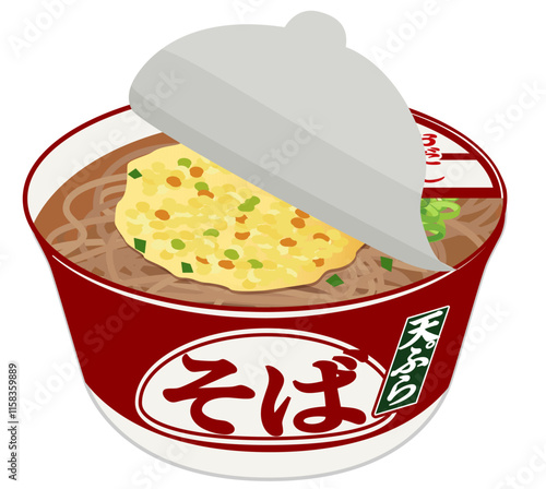 カップ麺_天ぷらそば_フタをめくる