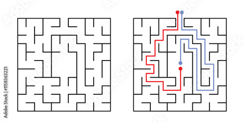 Labyrinth Maze Game for Children Worksheet with Solution 