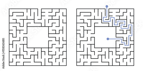 Labyrinth Maze Game for Children Worksheet with Solution 