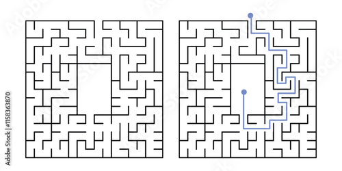 Labyrinth Maze Game for Children Worksheet with Solution 