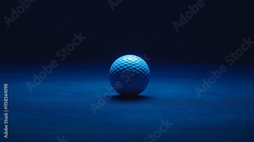 Obraz na płótnie Dynamic shot of a golf ball illuminated on a dark blue background w salonie