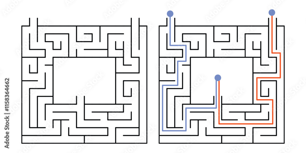Labyrinth Maze Game for Children Worksheet with Solution Labyrinth Maze Game for Children Worksheet with Solution