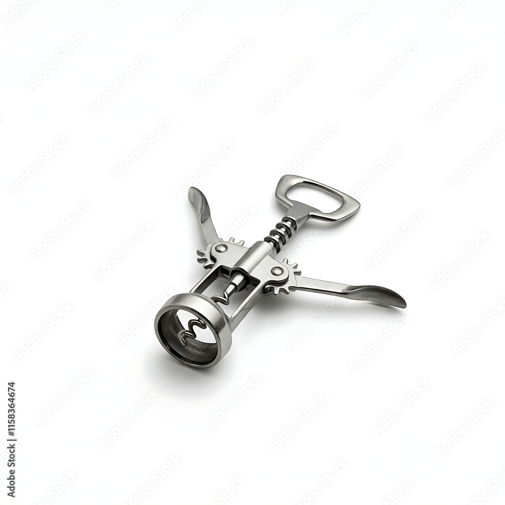 Stainless steel wine opener isolated on white background Stainless steel wine opener isolated on white background