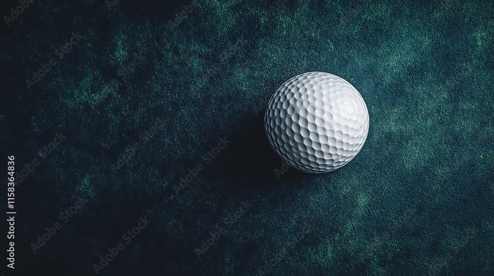 Stylish golf ball displayed prominently on a deep dark blue background Stylish golf ball displayed prominently on a deep dark blue background