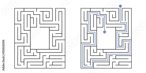 Labyrinth Maze Game for Children Worksheet with Solution 