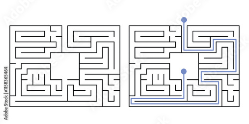 Labyrinth Maze Game for Children Worksheet with Solution 