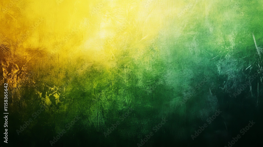 Green and yellow vintage grunge background with distressed texture and shiny spotlight corner design