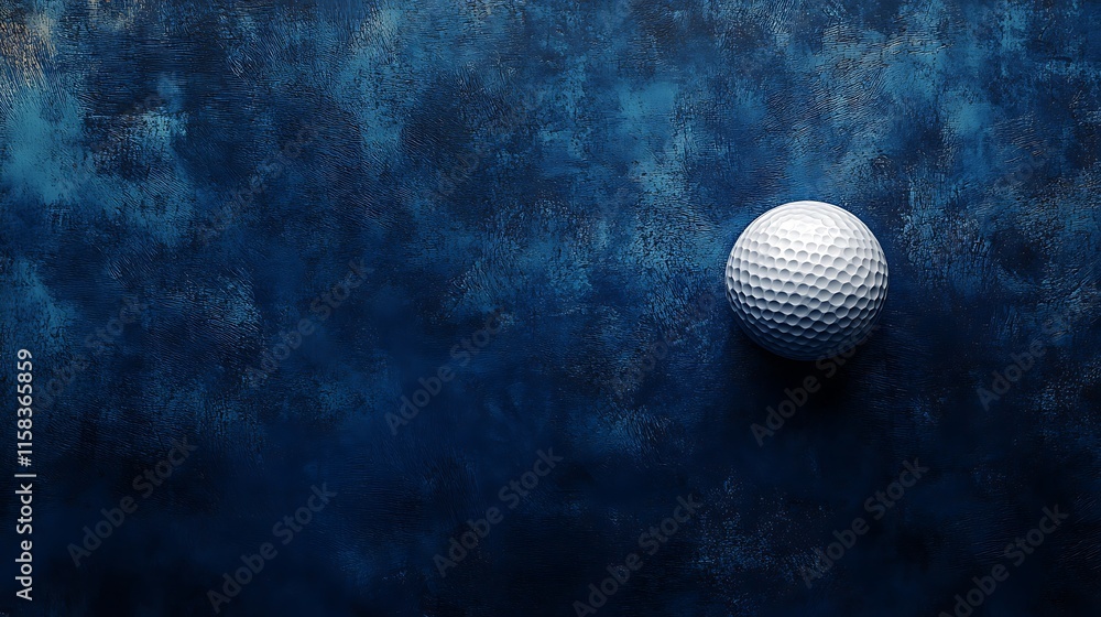 Simple yet stylish golf ball on an elegant dark blue surface Simple yet stylish golf ball on an elegant dark blue surface