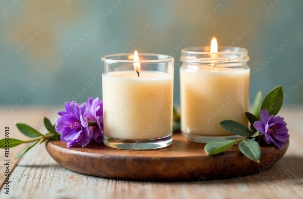 Mock up: Scented candles and flowers create a relaxing atmosphere, perfect for the theme of International Women's Day, coziness and femininity. The concept of self-care, taking time for yourself, self Mock up: Scented candles and flowers create a relaxing atmosphere, perfect for the theme of International Women's Day, coziness and femininity. The concept of self-care, taking time for yourself, self