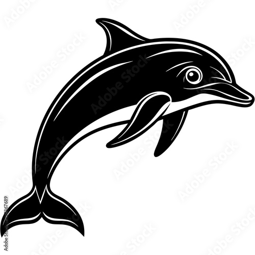 Minimalist Dolphin Silhouette on White Background photo