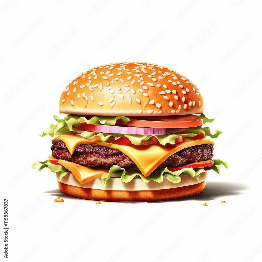 the AI Image Generator, Delicious Cheeseburger With Lettuce the AI Image Generator, Delicious Cheeseburger With Lettuce