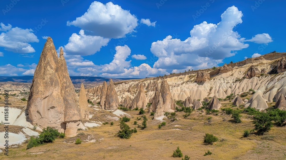 Fototapeta premium A mountain range with many small hills and a few large ones