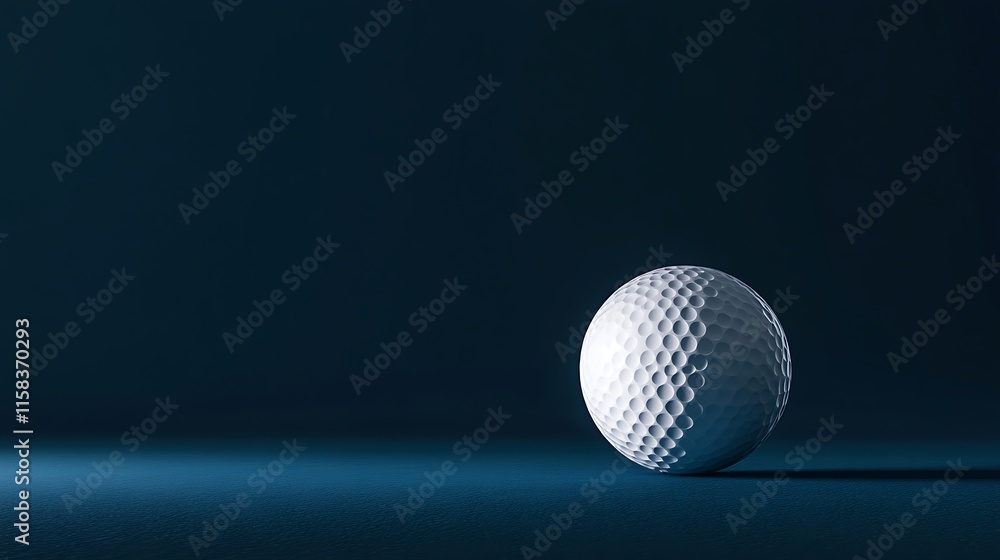 Floating golf ball centered on a dark blue gradient canvas Floating golf ball centered on a dark blue gradient canvas
