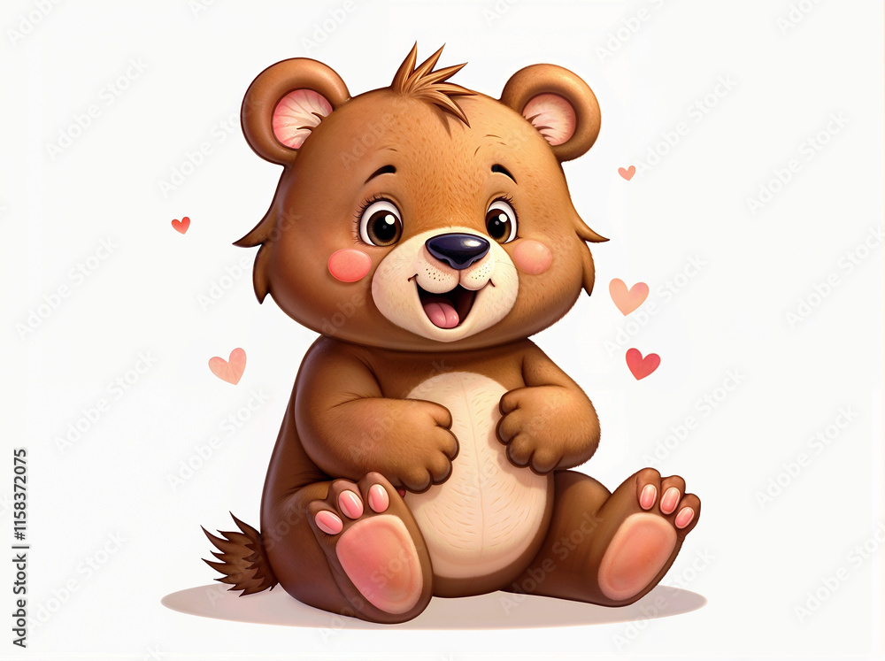 Fototapeta premium Beautiful cartoon bear isolated on white background