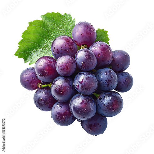 Fresh juicy red grapes bunch Transparent Background.