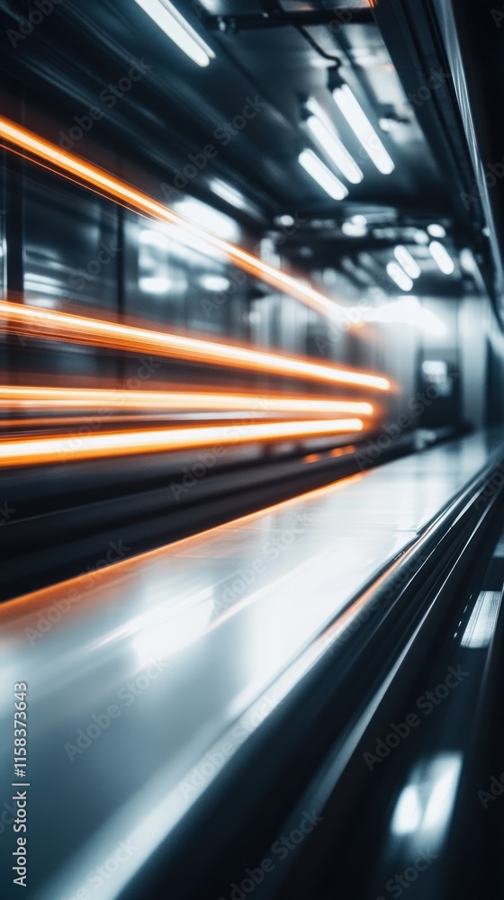 Blurred train speeding through subway tunnel. Blurred train speeding through subway tunnel.