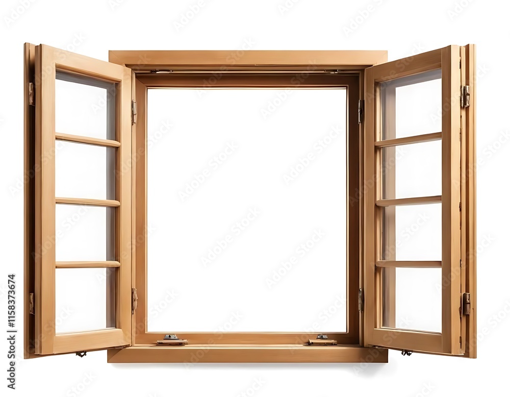 Open Wooden Casement Window With Multiple Panes Open Wooden Casement Window With Multiple Panes