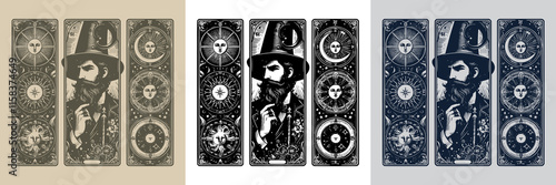 dark and enigmatic mage playing card tattoo design