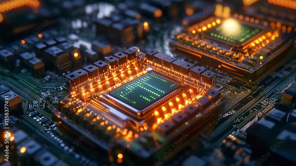 Fototapeta premium Printed Circuit Board Futuristic Server Circuit Blueprint