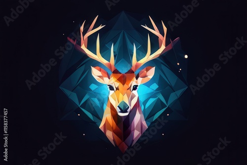 the AI Image Generator, Vibrant Geometric Deer Illustration photo