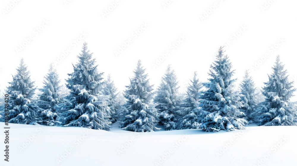 Snow-covered evergreen trees in a winter wonderland. AI generative. . Snow-covered evergreen trees in a winter wonderland. AI generative. .