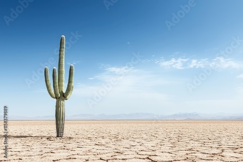 Cactus standing alone in a desert landscape nature photography dry environment clear sky viewpoint