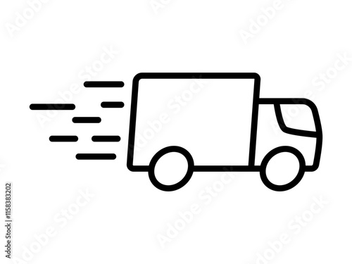 Fast shipping delivery truck icon, illustration, logo sign symbol pictogram template, for ui or ux isolated on white for mobile app, editable