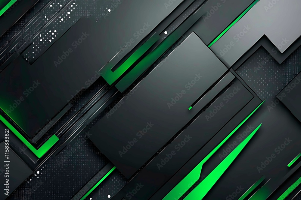 This vector illustration features a gradient green-black circuit board background, highlighted by an abstract technology pattern resembling interconnected circuitry This vector illustration features a gradient green-black circuit board background, highlighted by an abstract technology pattern resembling interconnected circuitry