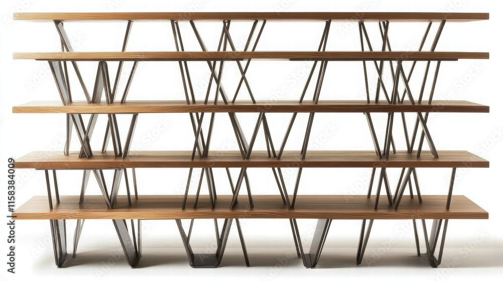 Modular shelving unit with industrial style featuring wooden shelves and metal supports, perfect for modern interiors Modular shelving unit with industrial style featuring wooden shelves and metal supports, perfect for modern interiors