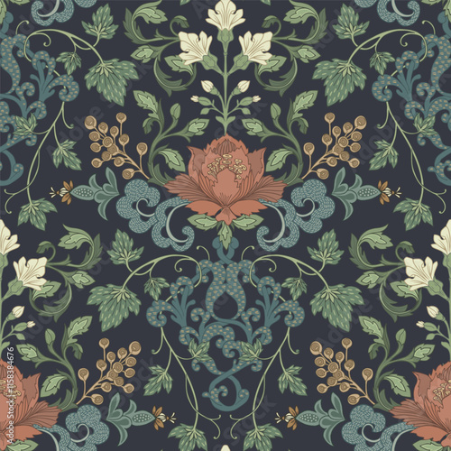 Floral modern pattern. Seamless pattern of flowers and plants.