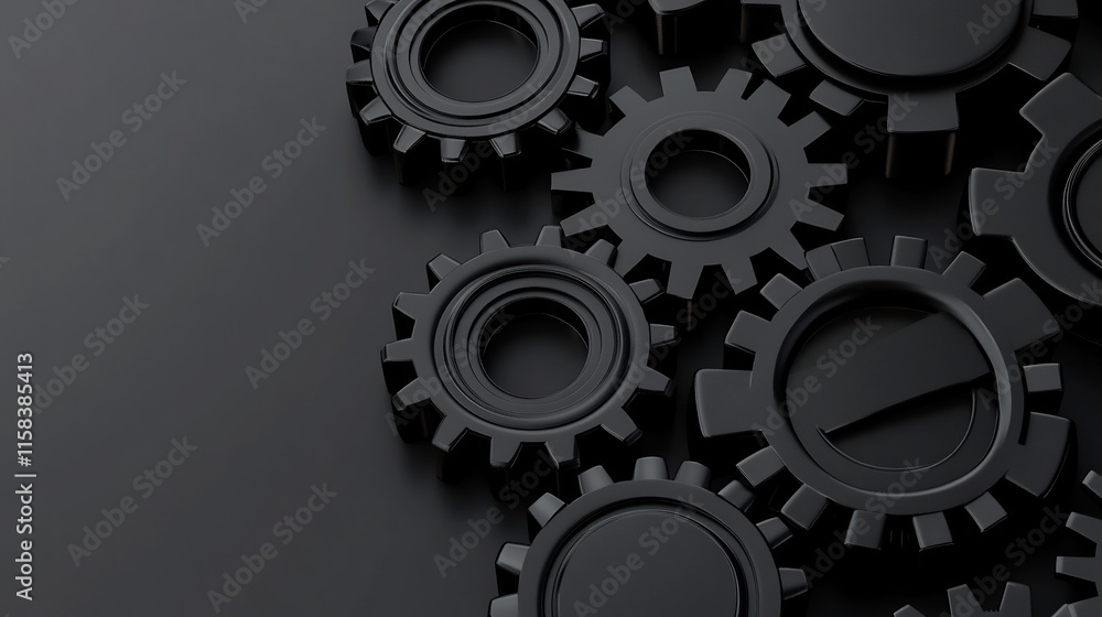 Intricately Designed Black Gears: A Striking 3D Rendered Illustration. AI Generated Intricately Designed Black Gears: A Striking 3D Rendered Illustration. AI Generated