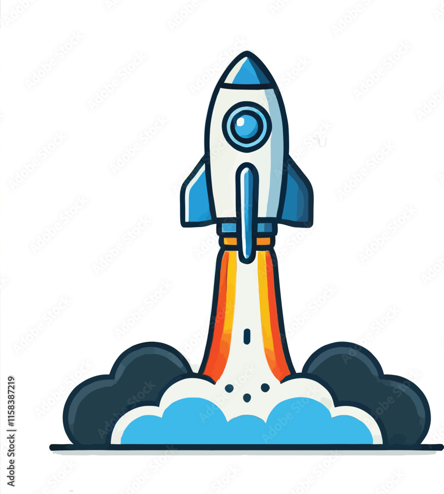Fototapeta premium rocket in space vector illustration