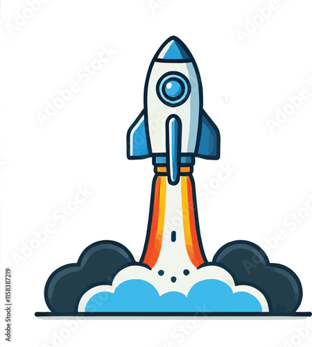 rocket in space vector illustration