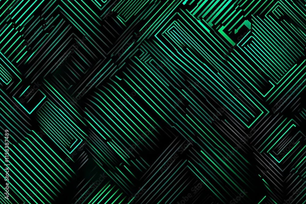This vector illustration features a gradient green-black circuit board background, highlighted by an abstract technology pattern resembling interconnected circuitry This vector illustration features a gradient green-black circuit board background, highlighted by an abstract technology pattern resembling interconnected circuitry