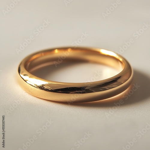 Simple gold band ring on white background. photo