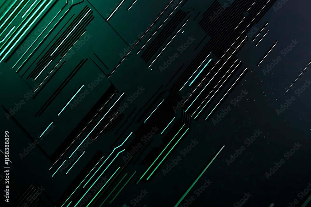 This vector illustration features a gradient green-black circuit board background, highlighted by an abstract technology pattern resembling interconnected circuitry. This vector illustration features a gradient green-black circuit board background, highlighted by an abstract technology pattern resembling interconnected circuitry.