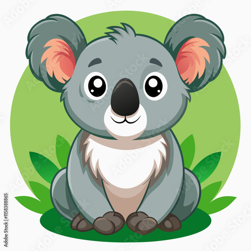 Cute Koala Branch Tree Cartoon Vector Icon Illustration. Animal Nature Icon Concept Isolated Premium Vector. Flat Cartoon Style