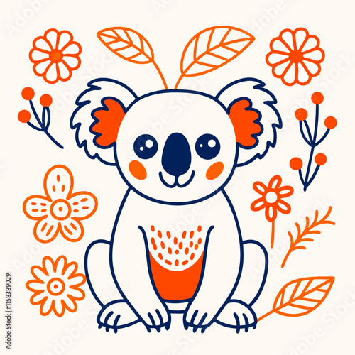Cute Koala Branch Tree Cartoon Vector Icon Illustration. Animal Nature Icon Concept Isolated Premium Vector. Flat Cartoon Style