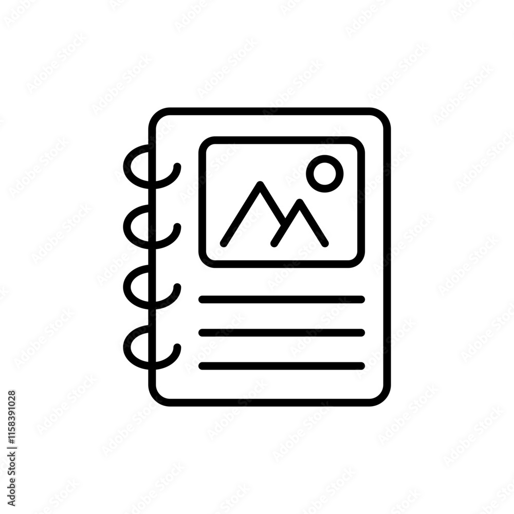 Notebook print outline icons, minimalist vector illustration ,simple transparent graphic element .Isolated on white background Notebook print outline icons, minimalist vector illustration ,simple transparent graphic element .Isolated on white background