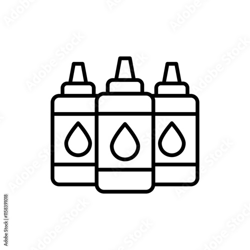 Ink bottle outline icons, minimalist vector illustration ,simple transparent graphic element .Isolated on white background