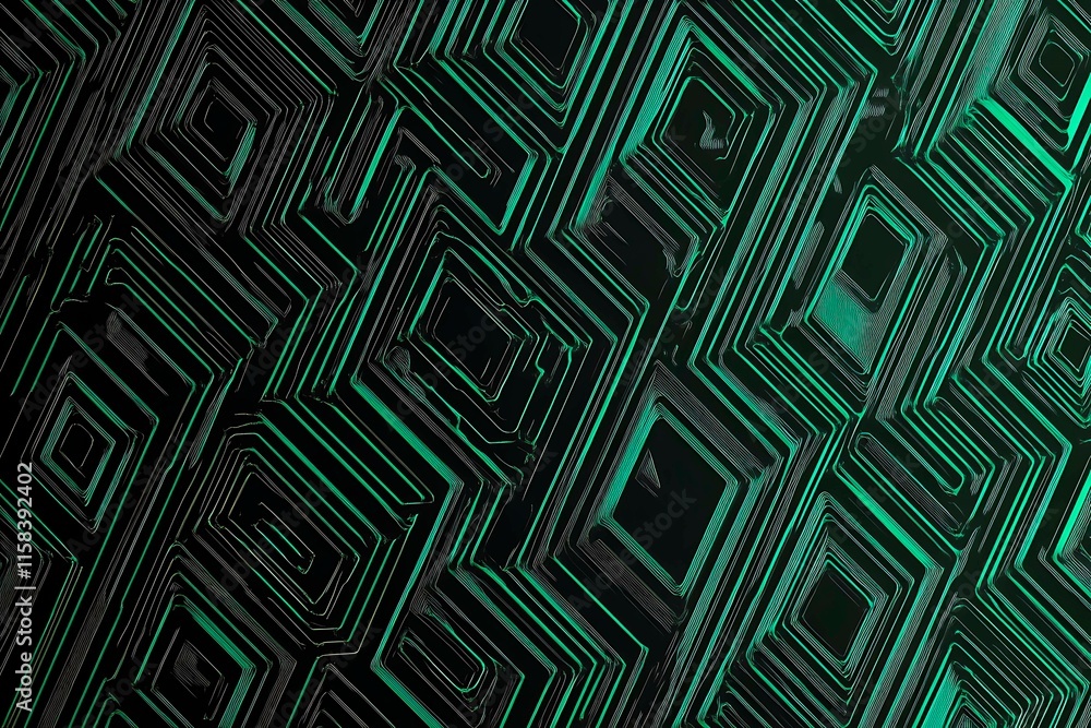 This vector illustration features a gradient green-black circuit board background, highlighted by an abstract technology pattern resembling interconnected circuitry. This vector illustration features a gradient green-black circuit board background, highlighted by an abstract technology pattern resembling interconnected circuitry.